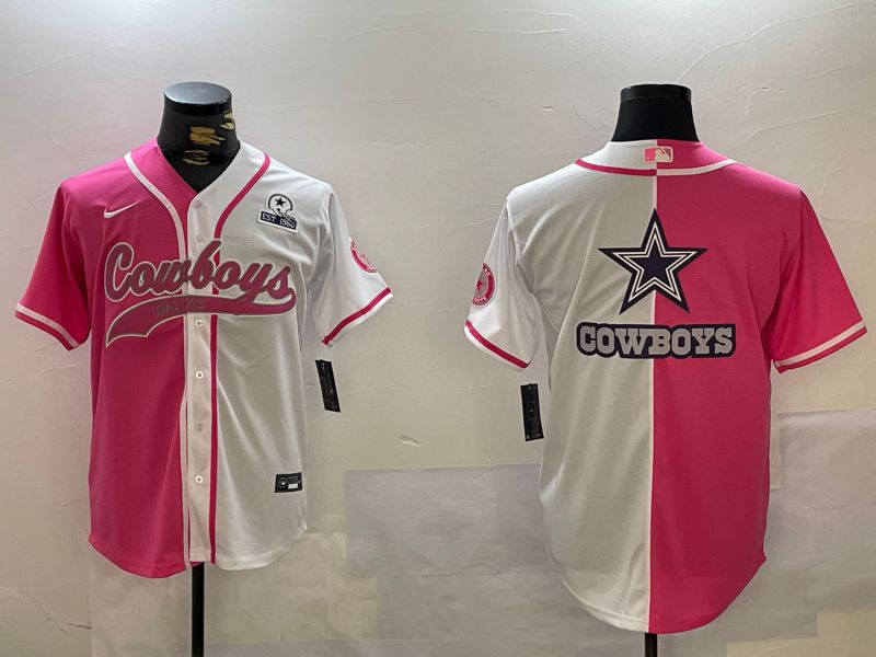 Men Dallas Cowboys Blank white pink Joint Name 2024 Nike Limited NFL Jersey style 6